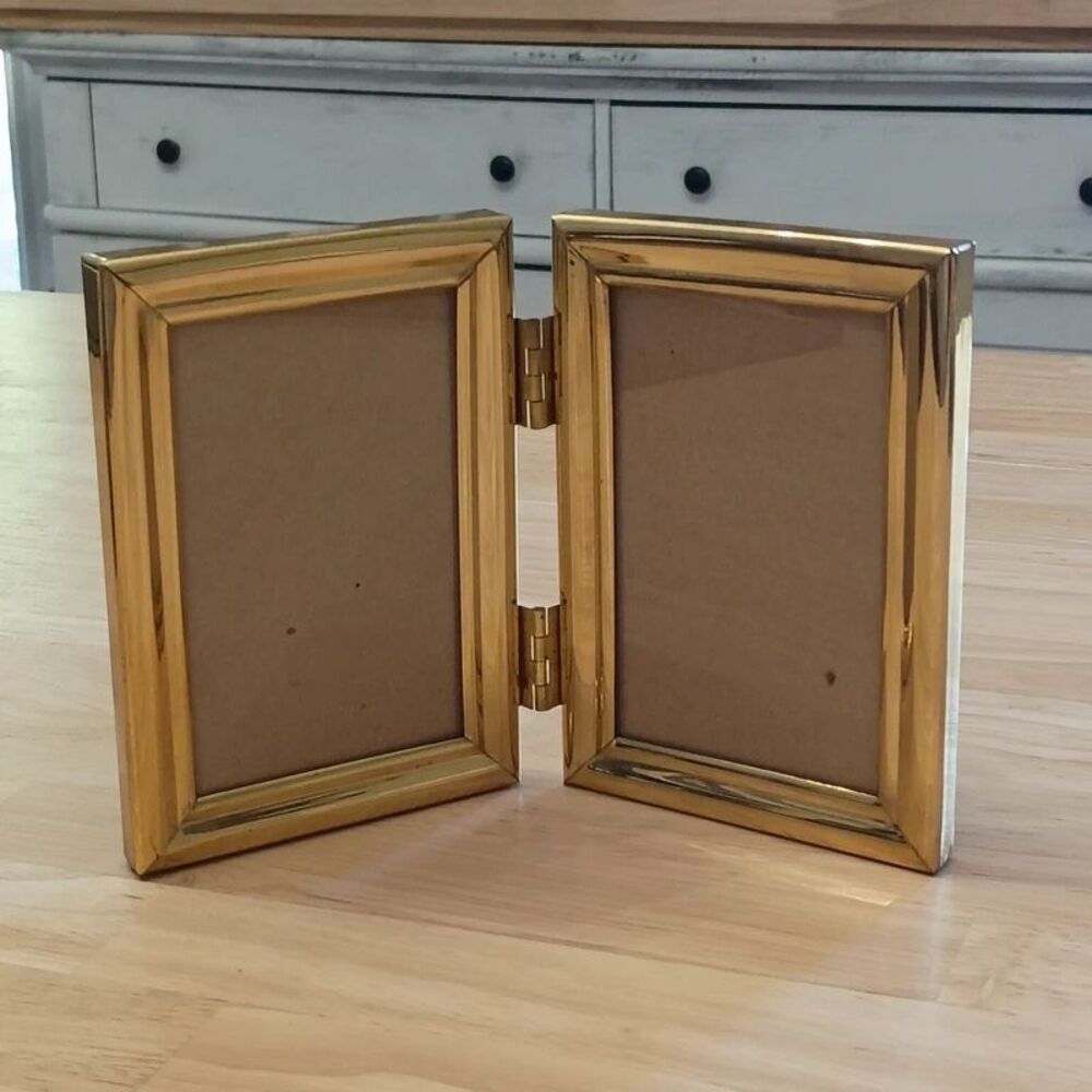 Vintage Mini Brass Stand Alone or Hanging Picture Frame
